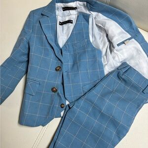 Boys Blue Checkered Suit by